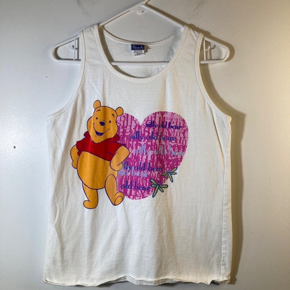 Womens Vintage Disney Pooh Sleeveless‎ Cotton Tee Pooh Silly Old Bear Graphic S